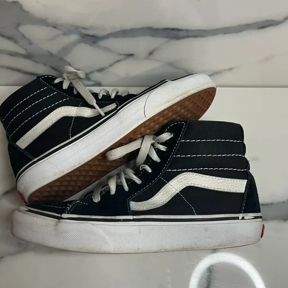 Vans Unisex Black White Suede High Top Skateboard Shoes M Sz 4.5 W Sz 6